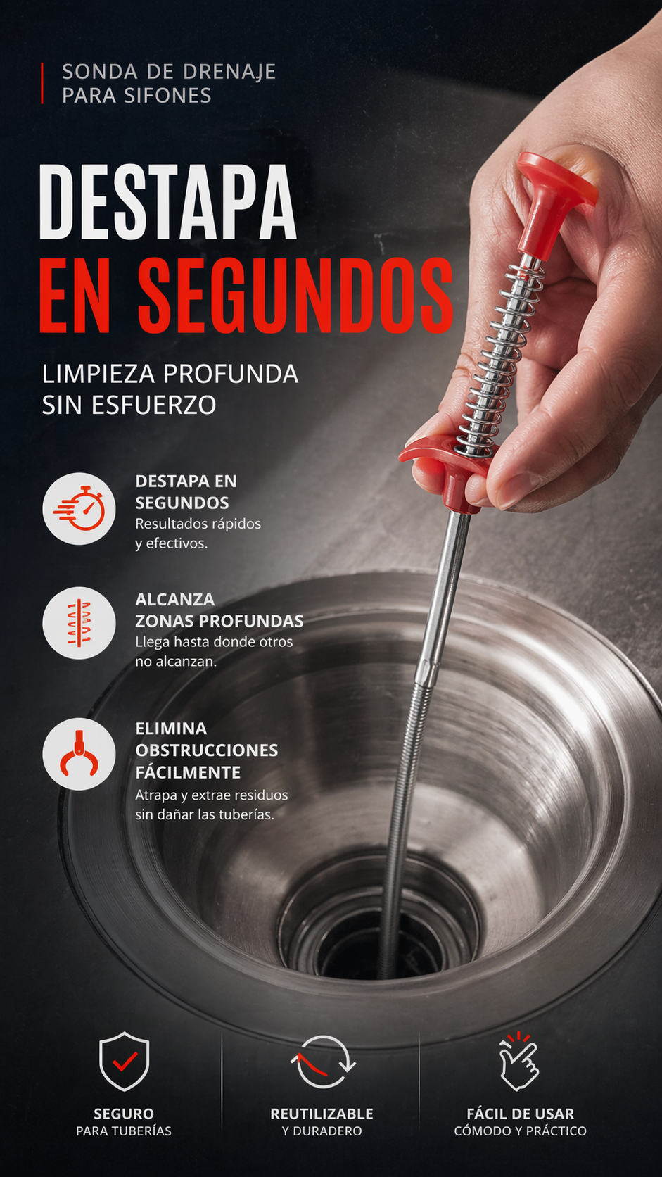 SONDA DE DRENAJE PARA SIFONES
